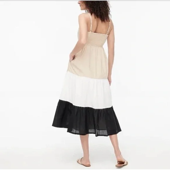 J.Crew Factory Square Neck Tiered
Dress 10 Women's Neutral
Colorblock - Picture 2 of 7